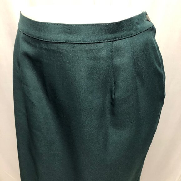 Tan Jay Petite Skirt Womens Size 14 Hunter Green Straight Vintage Classic Office - Picture 2 of 6